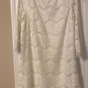 Zara crochet whites dress size large with lining.